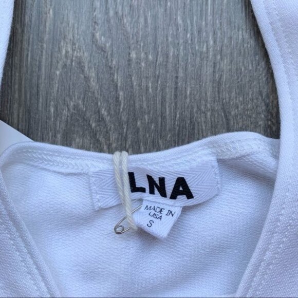 LNA Teresitas Crop Tank Top Cut Out Cold Shoulder Boat neck Cotton White Size S - Picture 10 of 14